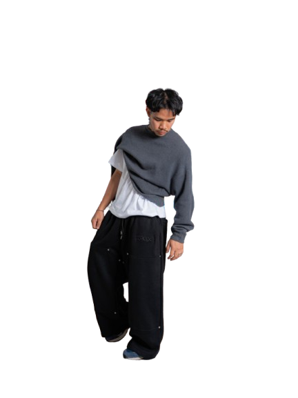 RGX SWEATPANTS DOUBLE KNEE (BLACK)